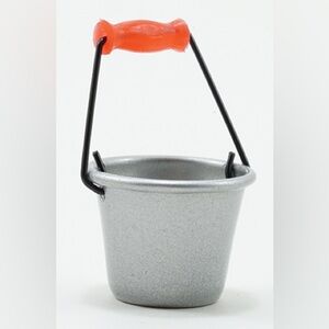 Miniature Silver Metal Bucket with Red Handle | NEW
